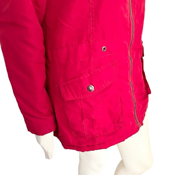 HOLSTARK Faux Fur Lined Quilted Parka in Red NO HOOD SZ M - Picture 5 of 13